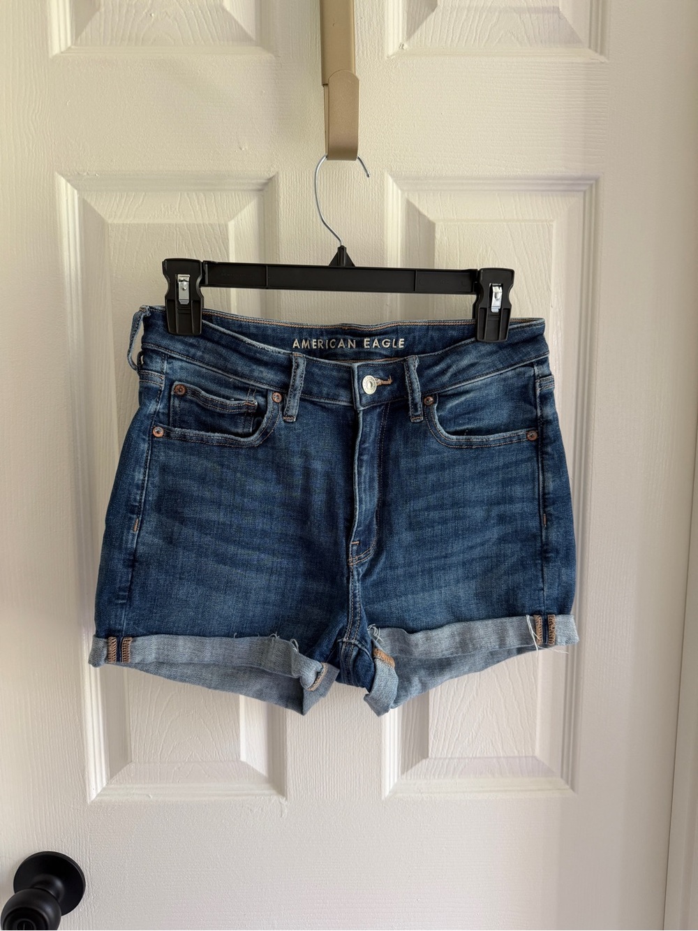 American Eagle Outfitters Dark Blue Rolled Cuff Denim Shorts